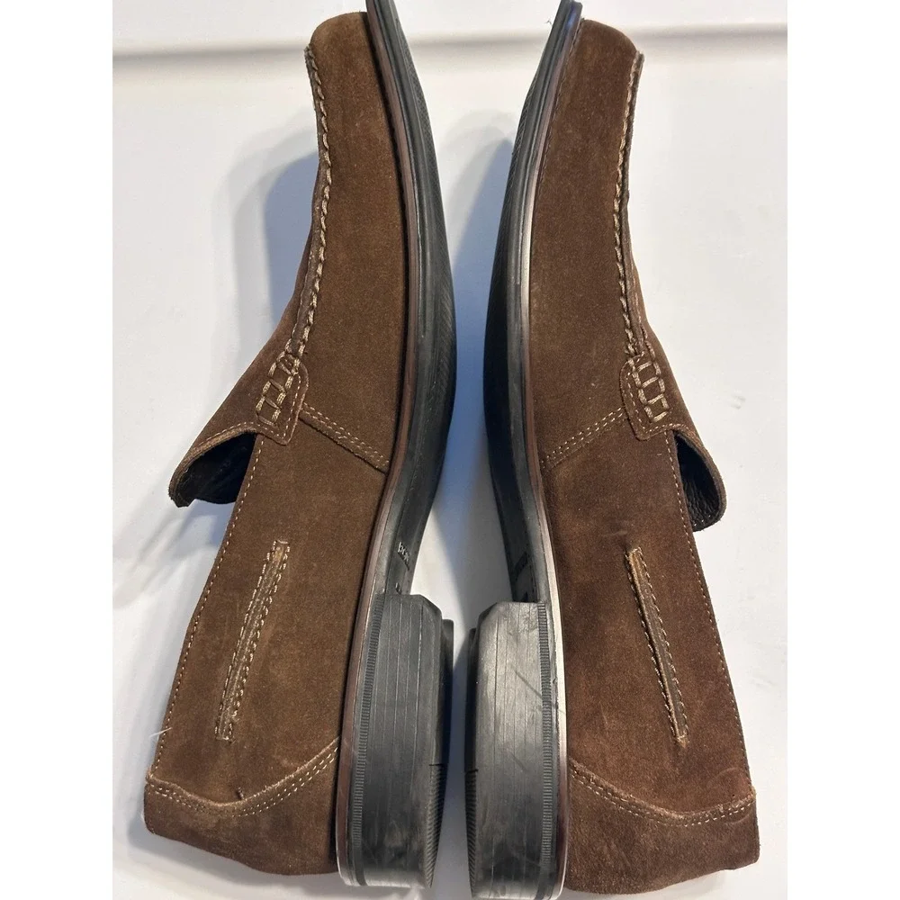Bostonian Suede Leather Loafers Slip‎ On Dress Shoes Brown Square Toe 11M